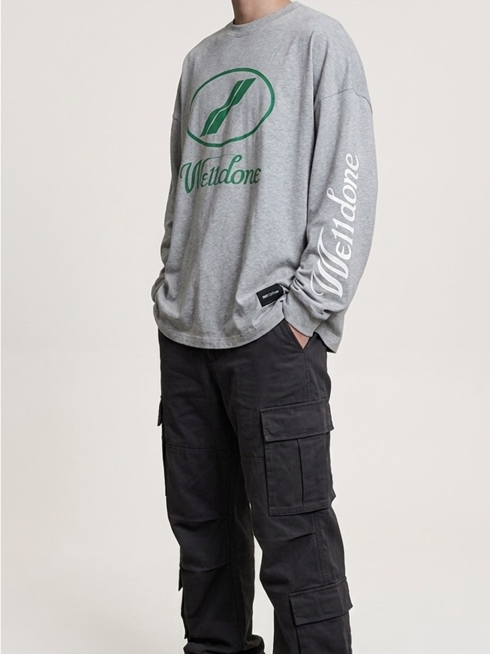 Gray and Green We11done Sweatshirt One Size Unisex Men and Women XL